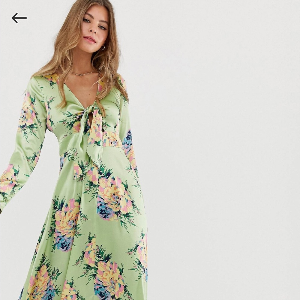 ASOS Design tie front MIDI dress in Vintage floral